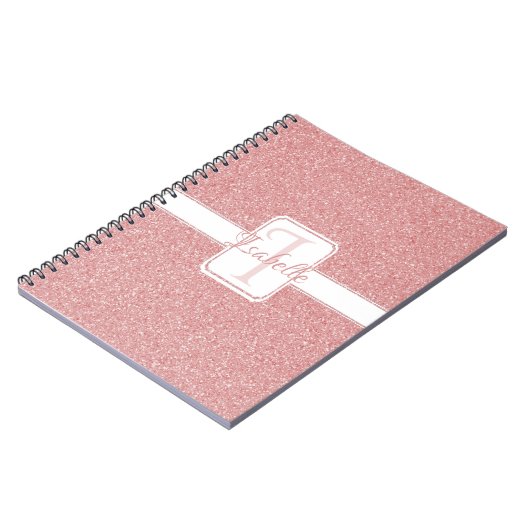 Rosa Glitzer Personalisiert Notebook Notizblock (Linke Seite)