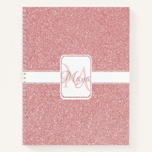 Rosa Glitzer Personalisiert Notebook Notizblock (Vorderseite)