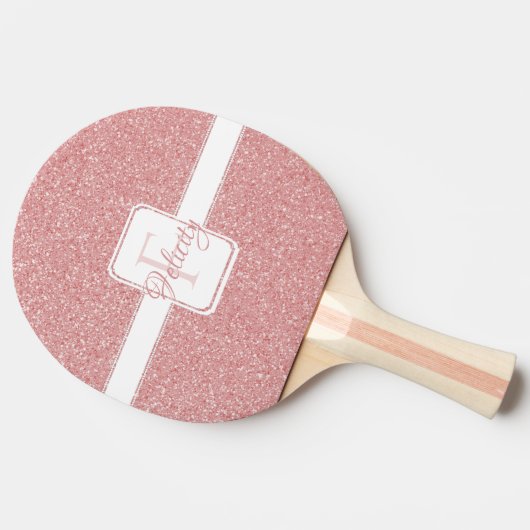 Rosa Glitzer Personalisiert Ping Pong Paddle Tischtennis Schläger (Seitenansicht)