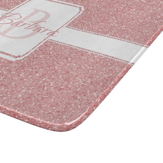 Rosa Glitzer Personalisierte Schneidplatte Schneidebrett (Ecke)