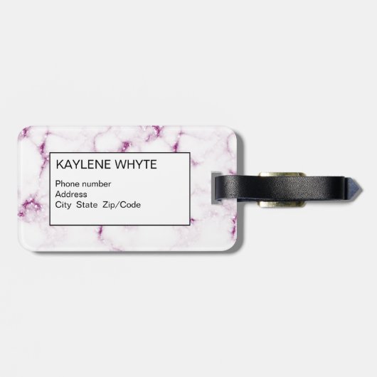 Rosa Glitzer Personalisierter Gepäckanhänger (Rückseite horizontal)