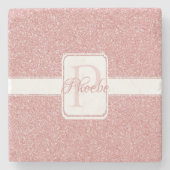 Rosa Glitzer Personalisierter Untersetzer (Vorderseite)