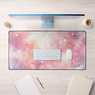 Rosa Glitzer-Personalisierung für das Home-Office Schreibtischunterlage