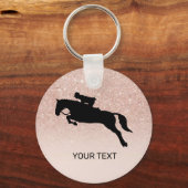 Rosa Glitzer Pferd Jumping Dressur Reittier Schlüsselanhänger (Vorderseite)