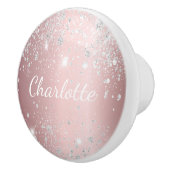 Rosa Glitzer-Pink-Pink-Pink-Putz-Monogramm Keramikknauf (Rechts)