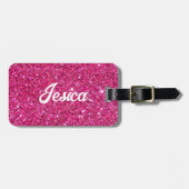 Rosa Glitzer Pinselstriche für Skriptmarken Gepäckanhänger (Vorderseite horizontal)
