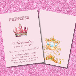 Rosa Glitzer Princess Crown Fairytale Geburtstag Einladung