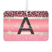 Rosa Glitzer Print & Leopard Tier | Personalisiere Autolufterfrischer (Rückseite)