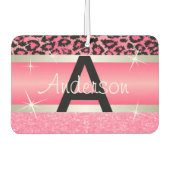 Rosa Glitzer Print & Leopard Tier | Personalisiere Autolufterfrischer (Vorderseite)