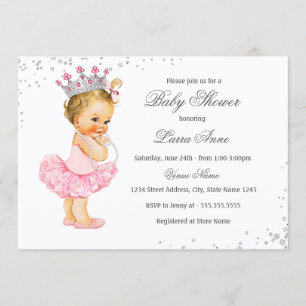 Rosa Glitzer Prinzessin Babyparty Einladung