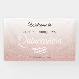 Rosa Glitzer Quinceañera 15. Geburtstag Willkommen Banner