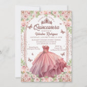 Rosa Glitzer Quinceanera Einladung (Vorderseite)