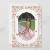 Rosa Glitzer Quinceanera Einladung (Rückseite)