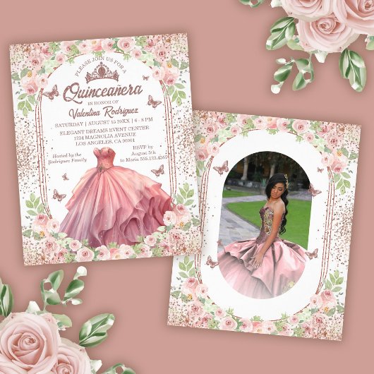 Rosa Glitzer Quinceanera Flyer
