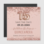 Rosa Glitzer Quinceanera Magnetkarte (Vorne/Hinten)