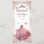 Rosa Glitzer Quinceanera Menükarte (Rückseite)