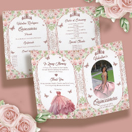 Rosa Glitzer Quinceanera Programm
