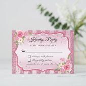 Rosa Glitzer Quinceanera RSVP Karte (Stehend Vorderseite)