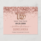 Rosa Glitzer Quinceanera Save the Date (Vorderseite)