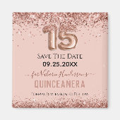 Rosa Glitzer Quinceanera Save the Date Magnet (Vorne)
