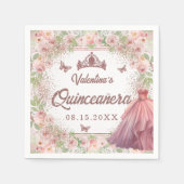 Rosa Glitzer Quinceanera Serviette (Vorderseite)