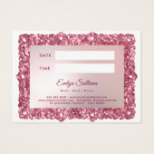 Rosa Glitzer-Rahmenbogenbestellkarte (Rückseite)