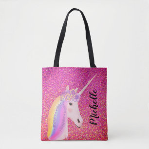 Rosa Glitzer Regenbogen Einhorn Personalisierte Gi Tasche