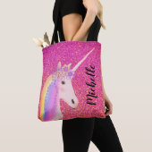 Rosa Glitzer Regenbogen Einhorn Personalisierte Gi Tasche (Von Nahem)