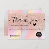 Rosa Glitzer Regenbogen unicorn Marmor Vielen Dank Dankeskarte (Vorne/Hinten)