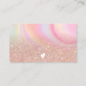 Rosa Glitzer Regenbogenmarmor Ordnung danke Visitenkarte (Rückseite)