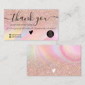Rosa Glitzer Regenbogenmarmor Ordnung danke Visitenkarte (Vorne/Hinten)