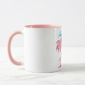 Rosa Glitzer Retro Flamingo und Palmen Bäume Tasse (Links)