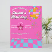 Rosa Glitzer Retro Puppe Geburtstagsparty Einladun (Stehend Vorderseite)