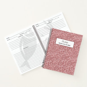Rosa Glitzer Rezepte für das Bride-Brautparty Notizblock
