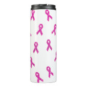 Rosa Glitzer Ribbons mit weißem Hintergrund Thermosbecher (Rückseite)