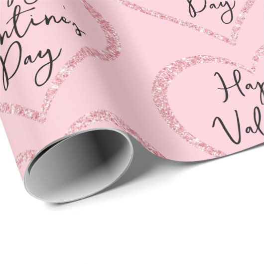 Rosa Glitzer Romantischer Valentinstag Geschenkpapier (Rolleneckpunkt)