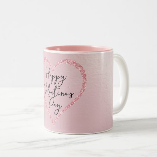 Rosa Glitzer Romantischer Valentinstag Zweifarbige Tasse (VorderseiteRechts)