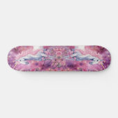 Rosa Glitzer Rosa Blütenfarben Einhorn Regenbogenf Skateboard (Horizontal)