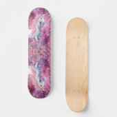 Rosa Glitzer Rosa Blütenfarben Einhorn Regenbogenf Skateboard (Vorderseite)