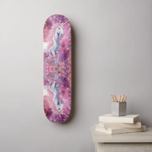Rosa Glitzer Rosa Blütenfarben Einhorn Regenbogenf Skateboard
