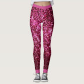 Rosa Glitzer Rosa Herz Leggings (Vorderseite)