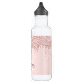 Rosa Glitzer Rose Edelstahlflasche (Rechts)