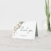 Rosa Glitzer Rose Eukalyptus Wedding Dankeskarte (Vorderseite)