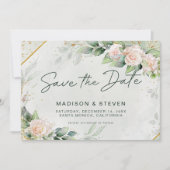 Rosa Glitzer Rose Eukalyptus Wedding Save The Date (Vorderseite)