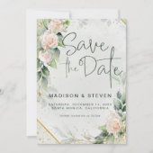 Rosa Glitzer Rose Eukalyptus Wedding Save The Date (Vorderseite)
