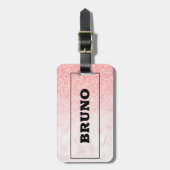 Rosa Glitzer Rose-Gold Marmor ombre Gepäckanhänger (Vorderseite vertikal)