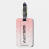 Rosa Glitzer Rose-Gold Marmor ombre Gepäckanhänger (Rückseite vertikal)