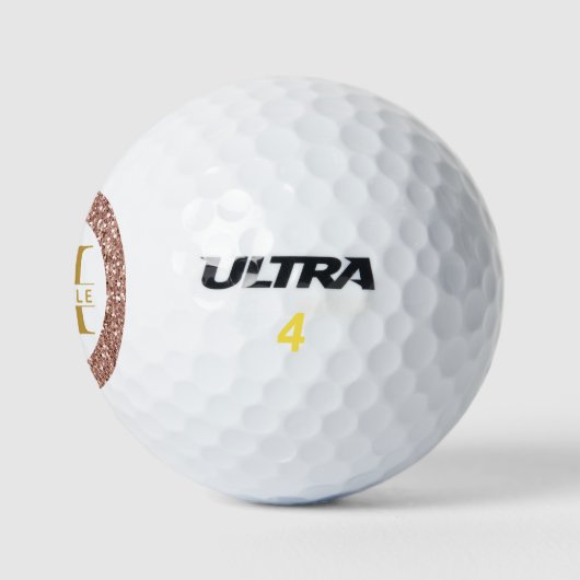 Rosa Glitzer Rose Gold Monogramm und Name Golfball (Logo)