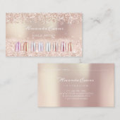 Rosa Glitzer Rose Gold Nail Artist Ernennung VIP Terminkarte (Vorne/Hinten)