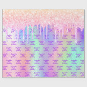 Rosa Glitzer Rose goldene irisierende Bezeichnung Geschenkpapier (Flach)